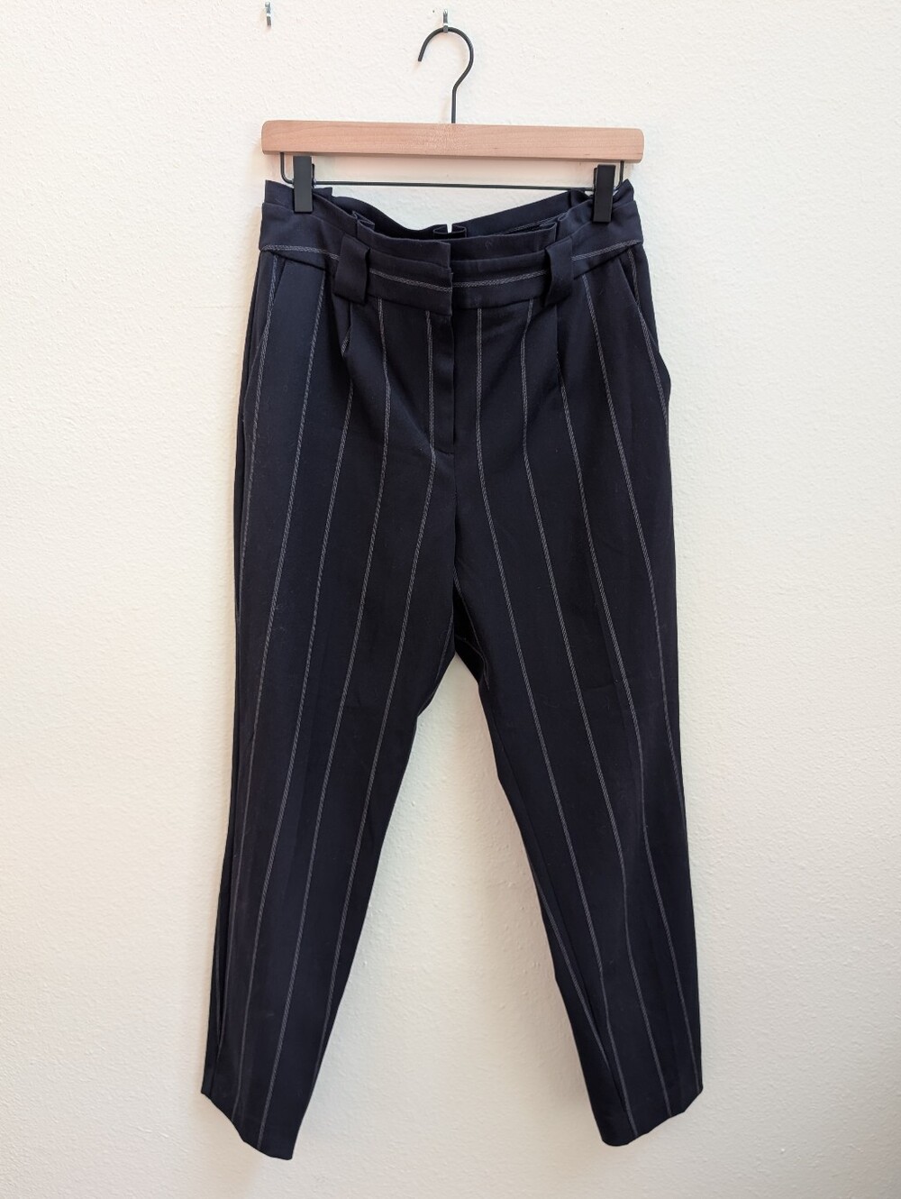 Express Navy Pinstripe Paperbag Waist Trousers
